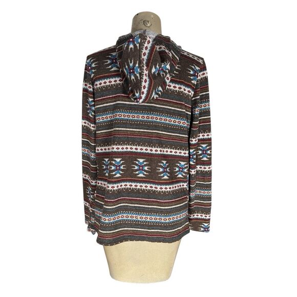 Sweet Claire Southwestern Aztec Front Open Hooded Cardigan Sz S - Picture 4 of 4
